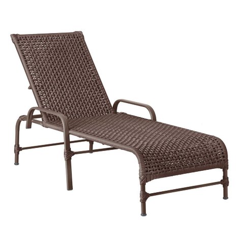 Espreguiçadeira Reclinável Catar Marrom e Corda Náutica Trama Original Piscina Jardim Alumínio
