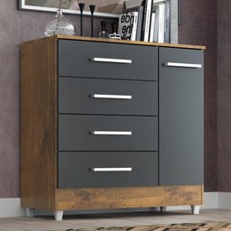 Comoda Laura 4 Gavs 1 Porta Castanho/onix - 1