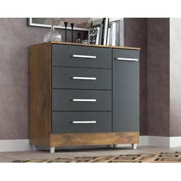 Comoda Laura 4 Gavs 1 Porta Castanho/onix - 2