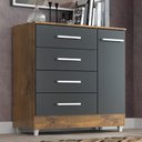 Ver imagem 1 de Comoda Laura 4 Gavs 1 Porta Castanho/onix