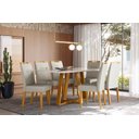 Ver imagem 2 de Conjunto Sala de Jantar Mesa Lectus 160x90 com 6 Cadeiras Lectus Ype/off White/linho Palha - Nc