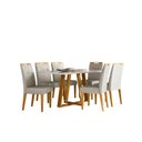Ver imagem 1 de Conjunto Sala de Jantar Mesa Lectus 160x90 com 6 Cadeiras Lectus Ype/off White/linho Palha - Nc