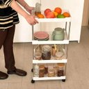 Ver imagem 5 de Carrinho Organizador 4 Andares Cozinha Lavanderia Banheiro Escritorio Prateleira Rodinhas Porta Obje