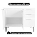 Ver imagem 2 de Balcão de Cozinha Classic 3 Portas 2 Gavetas MDP 100cm Branco