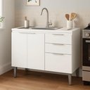 Ver imagem 3 de Balcão de Cozinha Classic 3 Portas 2 Gavetas MDP 100cm Branco