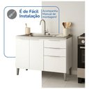 Ver imagem 4 de Balcão de Cozinha Classic 3 Portas 2 Gavetas MDP 100cm Branco