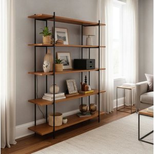 Estante para Livros Industrial 5 Prateleiras Madeira 145cm
