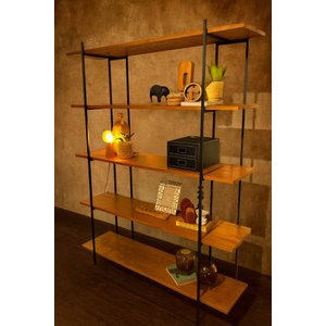 Estante para Livros Industrial 5 Prateleiras Madeira 145cm