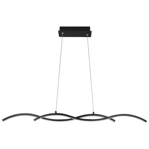 Pendente Twine Led 15w 3000k Bivolt (a) 7cm X (l) 88cm X (p) 8,5cm Alumínio e Silicone Preto