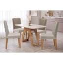 Ver imagem 1 de Conjunto: Mesa Sala Jantar Carol c/ Tampo Madeirado c/ Vidro 130cm + 4 Cadeiras Nicole Nature/Off