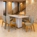 Ver imagem 1 de Conjunto Mesa com 6 Cadeiras Harmonia Marrom/Marromle/Off White