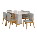 Ver imagem 2 de Conjunto Mesa com 6 Cadeiras Harmonia Marrom/Marromle/Off White