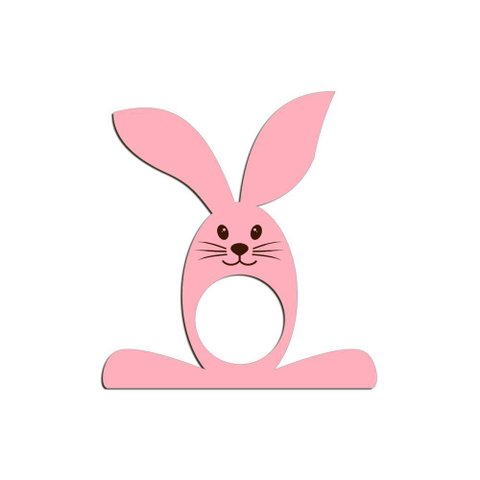Porta Guardanapo Coelho com Carinha 9cmx9,8cm Kit 4 Peças - Cria Arte Laser Rosa Claro