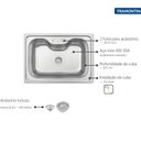 Ver imagem 3 de Cuba Tramontina Morgana 60 FX Undermount em Aço Inox com Acabamento Acetinado com Válvula 69x49 cm
