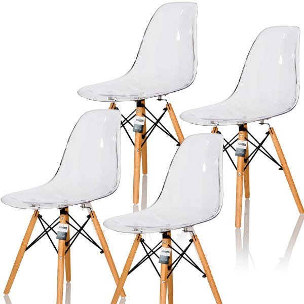 Kit 4 Cadeiras Charles Eames Eiffel Dsw - Acrílica Transparente
