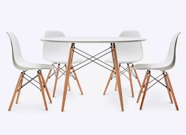 Conjunto Mesa Eiffel 90cm Branca + 4 Cadeiras Dsw Eiffel Design Charles Eames Branca - PROLAR - 1