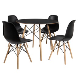 Conjunto Mesa Eiffel 90cm Preta + 4 Cadeiras Dsw Eiffel Design Charles Eames Preta - Prolar - 3