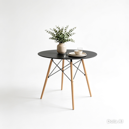 Conjunto Mesa e Cadeira Eiffel 90cm e 4 Cadeiras Polipropileno Eames Dsw Sala Jantar Preta - 2 Conjunto Mesa e Cadeira Eiffel 90cm e 4 Cadeiras Polipropileno Eames Dsw Sala Jantar Preta - 2