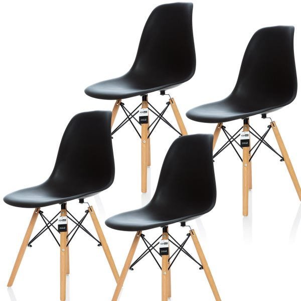 Conjunto Mesa Eiffel 90cm Preta + 4 Cadeiras Dsw Eiffel Design Charles Eames Preta - PROLAR - 2