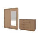Ver imagem 2 de Kit Guarda Roupas 2 Portas e Cômoda Araçá CabeCasa MadeiraOriginals Marrom/Nogueira