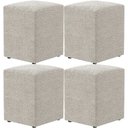 Ver imagem 1 de Kit 04 Puffs Quadrado L02 Decorativo Bouclê Creme - Lyam Decor
