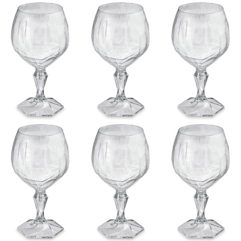 Conjunto 6 Taça para Água Suco 350ml Plástico Uz Tango Transparente