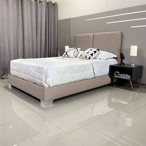 Cama Casal Prática e Versátil, Desmontável com Cabeceira Módena Linho Bege Rbl 1,40 X 1,90
