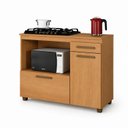 Ver imagem 2 de Balcão para Cooktop 5 Bocas Tampo MDF 2 Portas 1 Gaveta com Nicho Micro-Ondas Cronos Espresso Móveis
