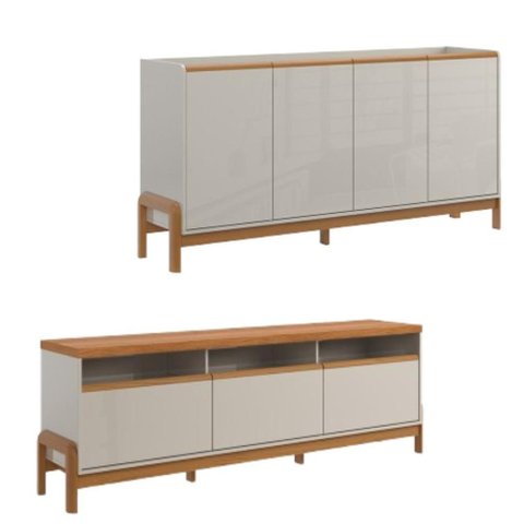Rack + Elegance 1.8 Buffet Elegance Off White New Jequitiba - Lukaliam Móveis Off White New/jequitib