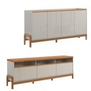 Ver imagem 1 de Rack + Elegance 1.8 Buffet Elegance Off White New Jequitiba - Lukaliam Móveis Off White New/jequitib