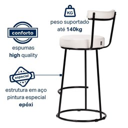 Kit 2 Banqueta Cadeira Alta Fixa Gourmet Bistro Miami Branco - 6