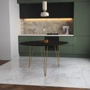 Ver imagem 1 de Mesa de Jantar Redonda 110cm Preta Clips 3 Pés Base Dourado