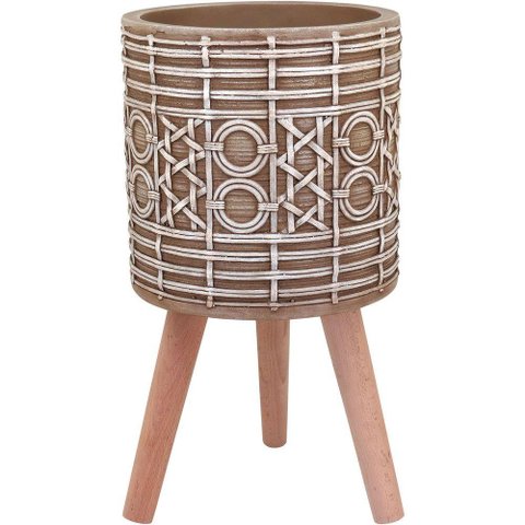 Cachepô Resina Vaso Decorativo Enfeite Casa Planta 54x30x30cm Bege