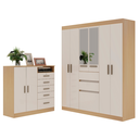 Ver imagem 3 de Dormitório Casal Roupeiro C/espelho e Cômoda Freijo White Laca