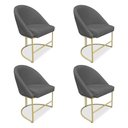 Ver imagem 1 de Kit 04 Cadeiras Poltrona de Jantar Bela Veludo Base Metálica Industrial Dourado - Pallazio