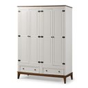 Ver imagem 1 de Guarda-roupa Rústico 4 Portas e 2 Gavetas - Madeira Maciça e Mdf Branco