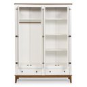 Ver imagem 3 de Guarda-roupa Rústico 4 Portas e 2 Gavetas - Madeira Maciça e Mdf Branco