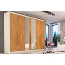 Ver imagem 1 de Guarda Roupa 6 Portas (2 C/ Espelho) e 6 Gavetas Oslo Off White/peroba - Europa