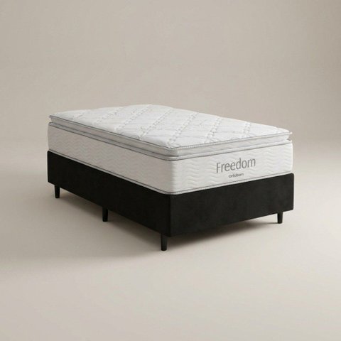Conjunto Solteiro Box + Colchão Freedom Ortobom Espuma Viscoelástica 88x188