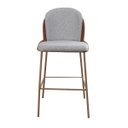 Ver imagem 5 de Kit 2 Banquetas com Encosto Estofado e Base em Aço Carbono Champanhe – Cristal Exclusiva Linho Linco