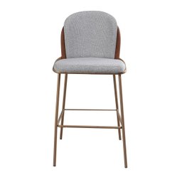 Kit 2 Banquetas com Encosto Estofado e Base em Aço Carbono Champanhe – Cristal Exclusiva Linho Linco - 5