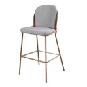 Ver imagem 4 de Kit 2 Banquetas com Encosto Estofado e Base em Aço Carbono Champanhe – Cristal Exclusiva Linho Linco