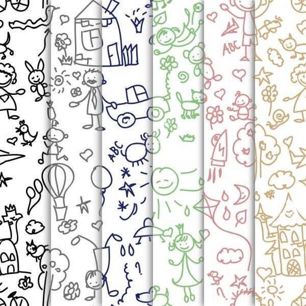 Papel de Parede Texturizado Autocolante Infantil Primeiros Desenhos - Preto - 2
