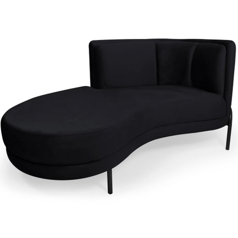 Sofá Chaise Esquerdo Sala de Estar Penélope Base Preto Veludo Preto - Nexta Casa