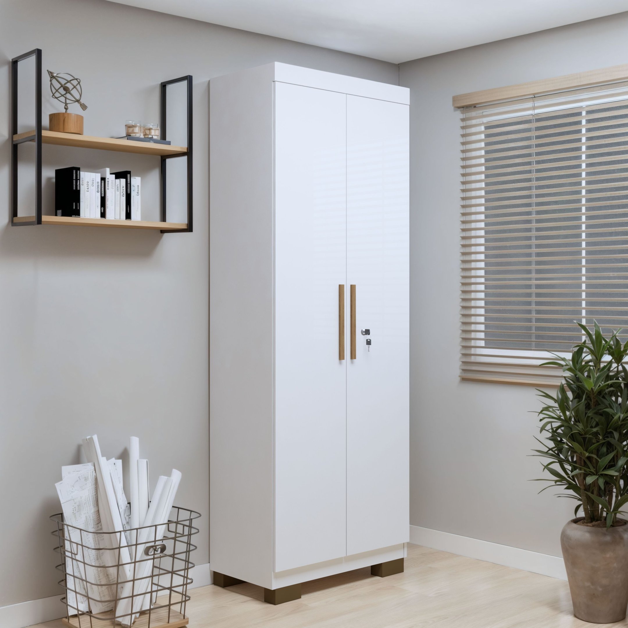 Menor preço em Armário Multiuso 2 Portas com Chave e 5 Prateleiras Asteca  