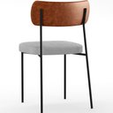 Ver mais imagens de Kit 04 Cadeiras Estofadas para Sala de Jantar Melina L02 Couríssimo Camel Bouclê Cinza - Lyam