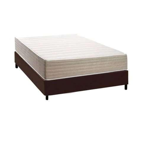 Cama Box Novo + Colchão Anatômico Kappesberg D33 Carmine + Base Crc Corano Brown