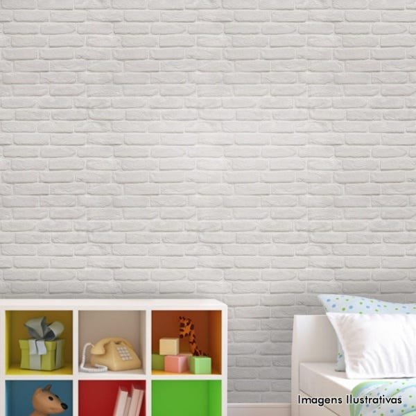 Papel de Parede Texturizado Autocolante Tijolinho Branco - 1