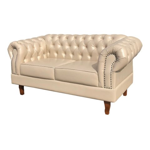 Sofá Chesterfield Capitonê Duque Dom Pedro 2 Lugares - Couríssimo Bege
