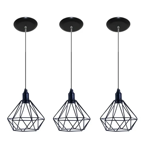 Luminária Teto Pendente Aramado Diamante 03 un